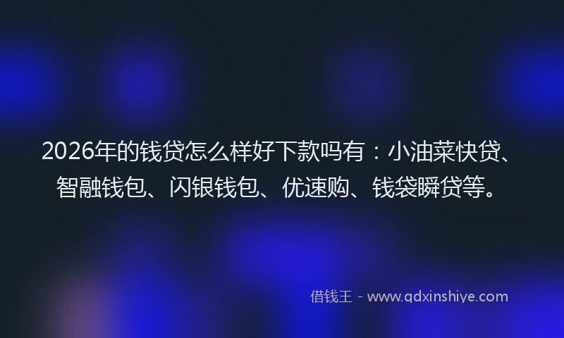2026年的钱贷怎么样好下款吗有：小油菜快贷、智融钱包、闪银钱包、优速购、钱袋瞬贷等。