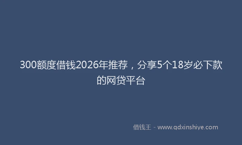 300额度借钱2026年推荐,分享5个18岁必下款的网贷平台