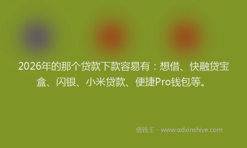 2026年的那个贷款下款容易有：想借、快融贷宝盒、闪银、小米贷款、便捷Pro钱包等。