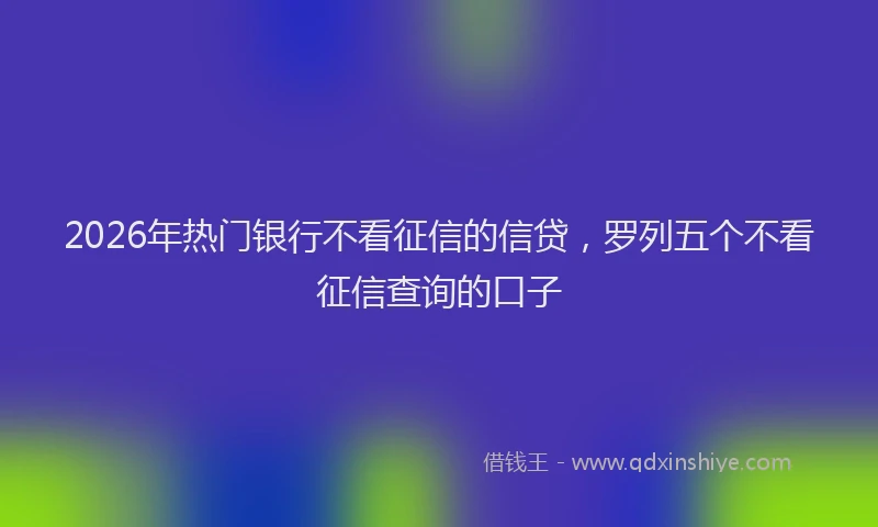 2026年热门银行不看征信的信贷，罗列五个不看征信查询的口子