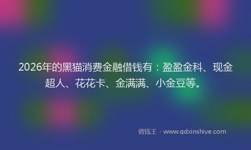 2026年的黑猫消费金融借钱有：盈盈金科、现金超人、花花卡、金满满、小金豆等。