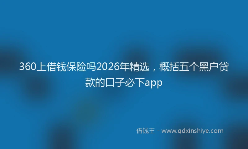 360上借钱保险吗2026年精选,概括五个黑户贷款的口子必下app