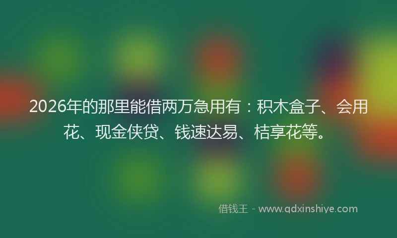 2026年的那里能借两万急用有：积木盒子、会用花、现金侠贷、钱速达易、桔享花等。