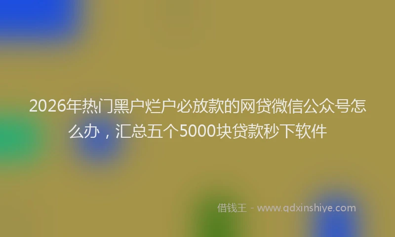 2026年热门黑户烂户必放款的网贷微信公众号怎么办，汇总五个5000块贷款秒下软件