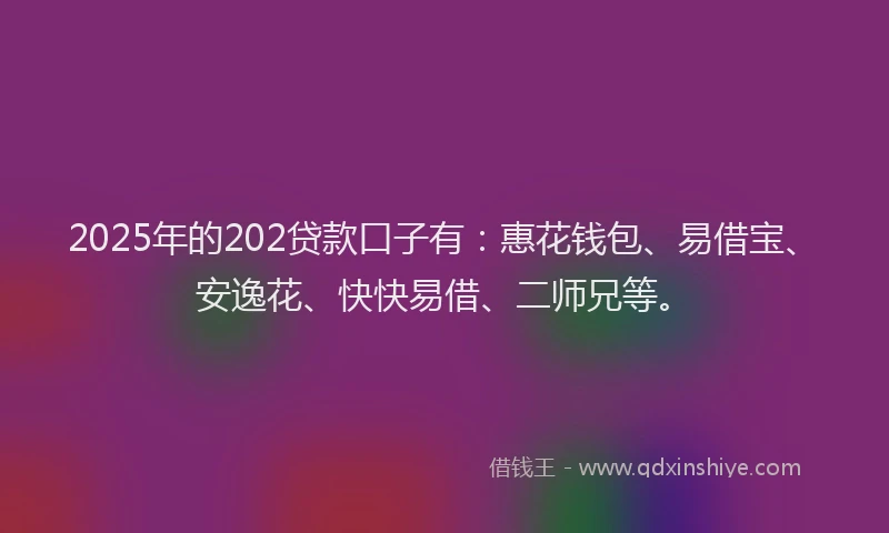 2025年的202贷款口子有：惠花钱包、易借宝、安逸花、快快易借、二师兄等。