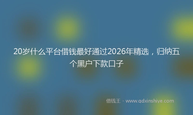 20岁什么平台借钱最好通过2026年精选，归纳五个黑户下款口子