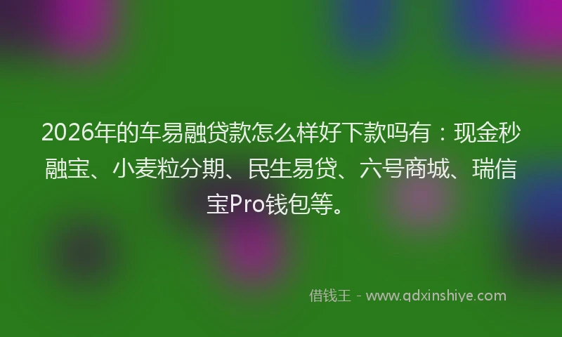 2026年的车易融贷款怎么样好下款吗有：现金秒融宝、小麦粒分期、民生易贷、六号商城、瑞信宝Pro钱包等。