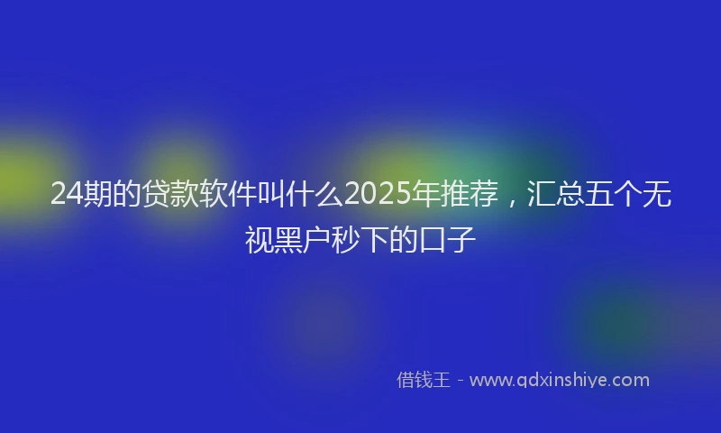 24期的贷款软件叫什么2025年推荐，汇总五个无视黑户秒下的口子