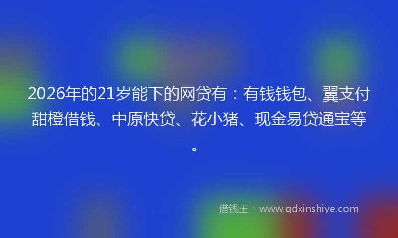 2026年的21岁能下的网贷有：有钱钱包、翼支付甜橙借钱、中原快贷、花小猪、现金易贷通宝等。