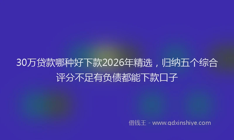 30万贷款哪种好下款2026年精选,归纳五个综合评分不足有负债都能下款口子