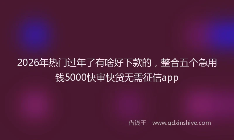 2026年热门过年了有啥好下款的，整合五个急用钱5000快审快贷无需征信app