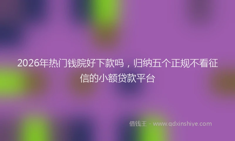 2026年热门钱院好下款吗，归纳五个正规不看征信的小额贷款平台