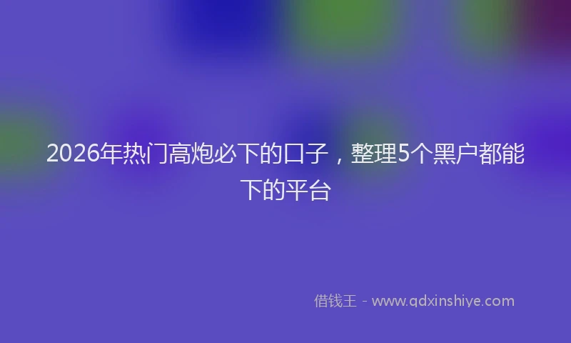 2026年热门高炮必下的口子,整理5个黑户都能下的平台