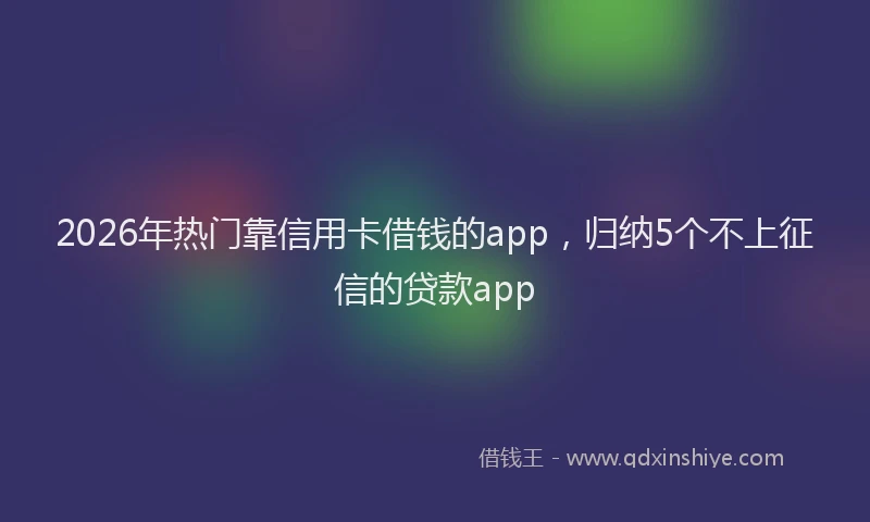 2026年热门靠信用卡借钱的app,归纳5个不上征信的贷款app