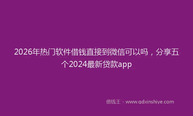 2026年热门软件借钱直接到微信可以吗，分享五个2024最新贷款app