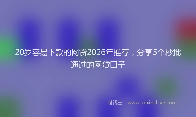20岁容易下款的网贷2026年推荐，分享5个秒批通过的网贷口子