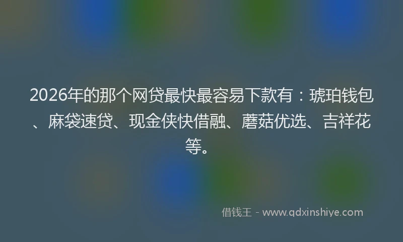 2026年的那个网贷最快最容易下款有：琥珀钱包、麻袋速贷、现金侠快借融、蘑菇优选、吉祥花等。