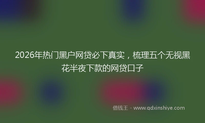 2026年热门黑户网贷必下真实，梳理五个无视黑花半夜下款的网贷口子