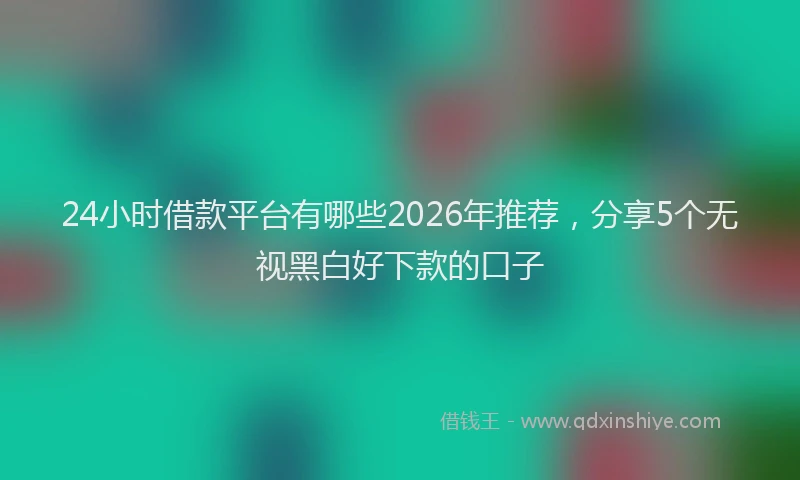 24小时借款平台有哪些2026年推荐，分享5个无视黑白好下款的口子