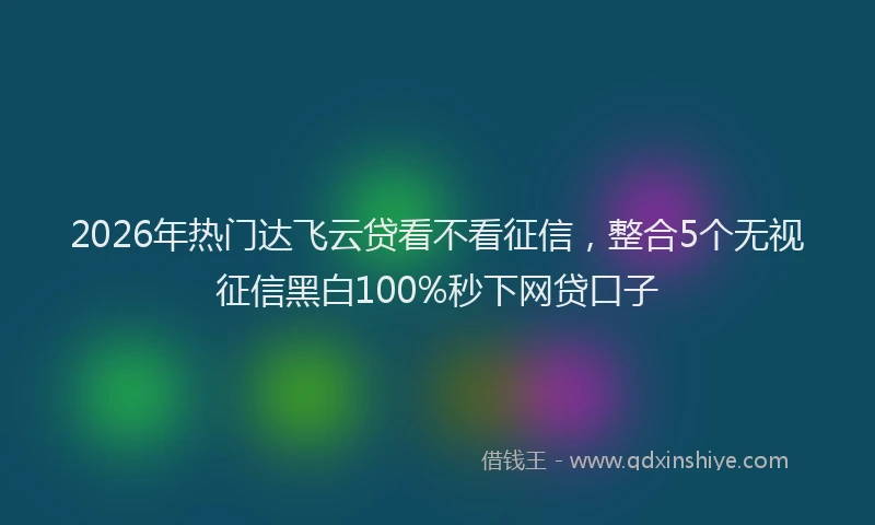 2026年热门达飞云贷看不看征信，整合5个无视征信黑白100%秒下网贷口子
