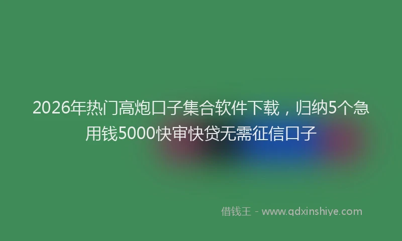2026年热门高炮口子集合软件下载，归纳5个急用钱5000快审快贷无需征信口子