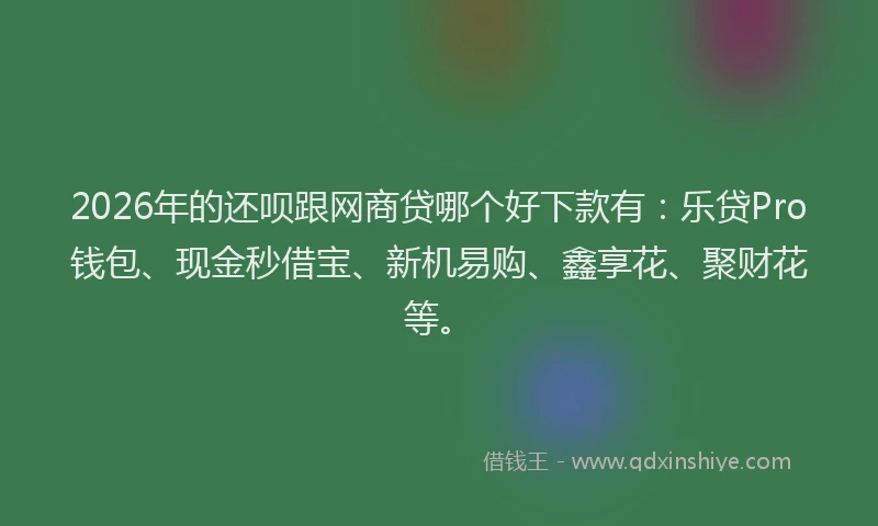 2026年的还呗跟网商贷哪个好下款有：乐贷Pro钱包、现金秒借宝、新机易购、鑫享花、聚财花等。