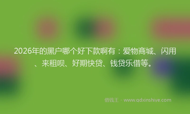 2026年的黑户哪个好下款啊有：爱物商城、闪用、来租呗、好期快贷、钱贷乐借等。
