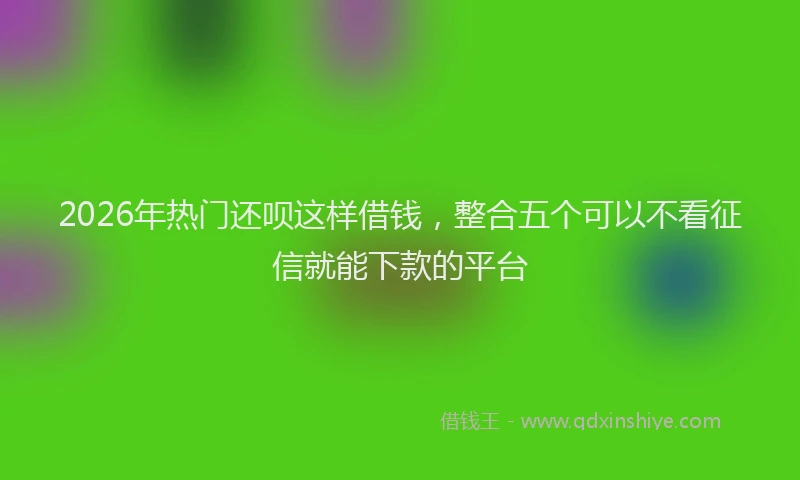 2026年热门还呗这样借钱，整合五个可以不看征信就能下款的平台