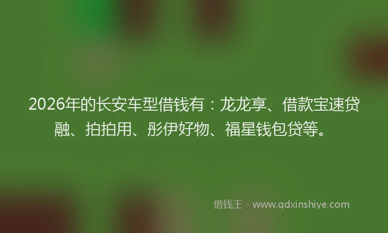 2026年的长安车型借钱有：龙龙享、借款宝速贷融、拍拍用、彤伊好物、福星钱包贷等。