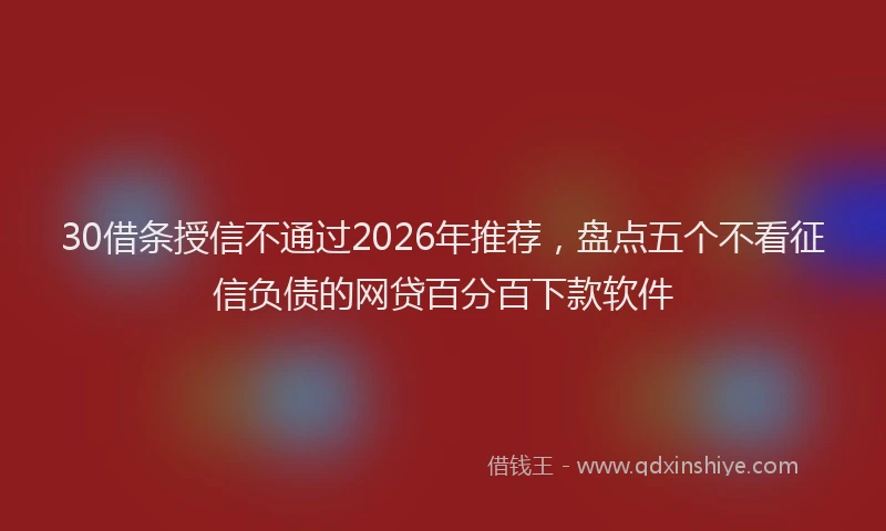 30借条授信不通过2026年推荐，盘点五个不看征信负债的网贷百分百下款软件