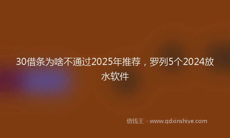 30借条为啥不通过2025年推荐，罗列5个2024放水软件