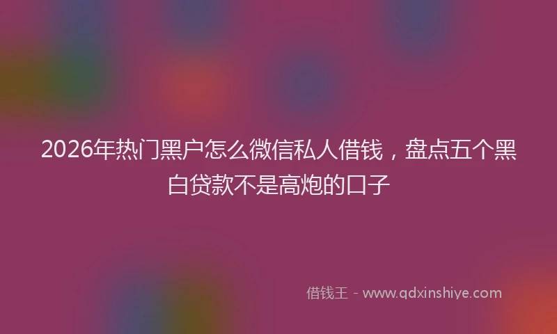 2026年热门黑户怎么微信私人借钱，盘点五个黑白贷款不是高炮的口子