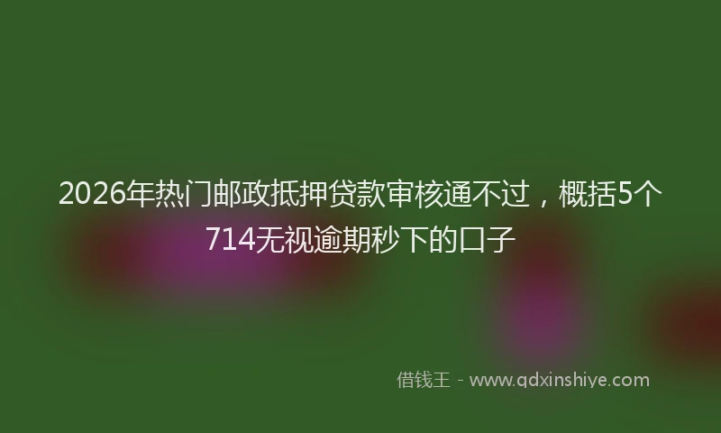 2026年热门邮政抵押贷款审核通不过，概括5个714无视逾期秒下的口子