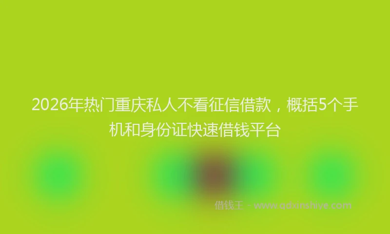 2026年热门重庆私人不看征信借款，概括5个手机和身份证快速借钱平台