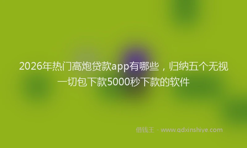 2026年热门高炮贷款app有哪些，归纳五个无视一切包下款5000秒下款的软件