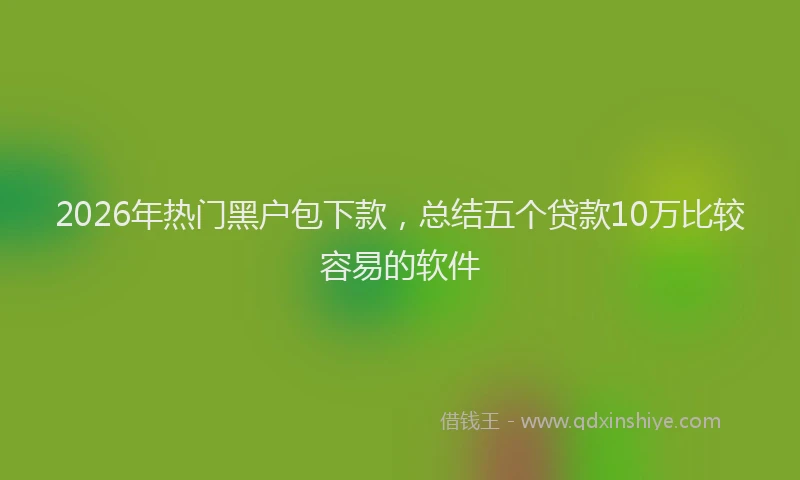 2026年热门黑户包下款，总结五个贷款10万比较容易的软件