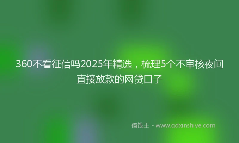 360不看征信吗2025年精选，梳理5个不审核夜间直接放款的网贷口子