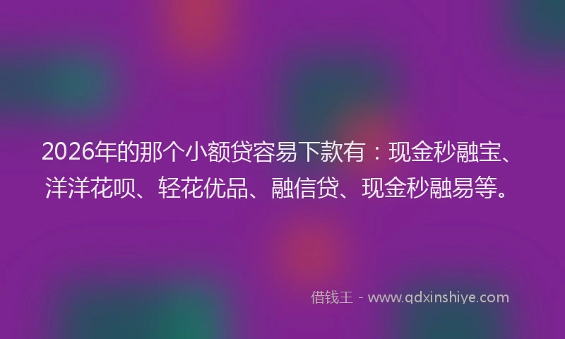 2026年的那个小额贷容易下款有：现金秒融宝、洋洋花呗、轻花优品、融信贷、现金秒融易等。