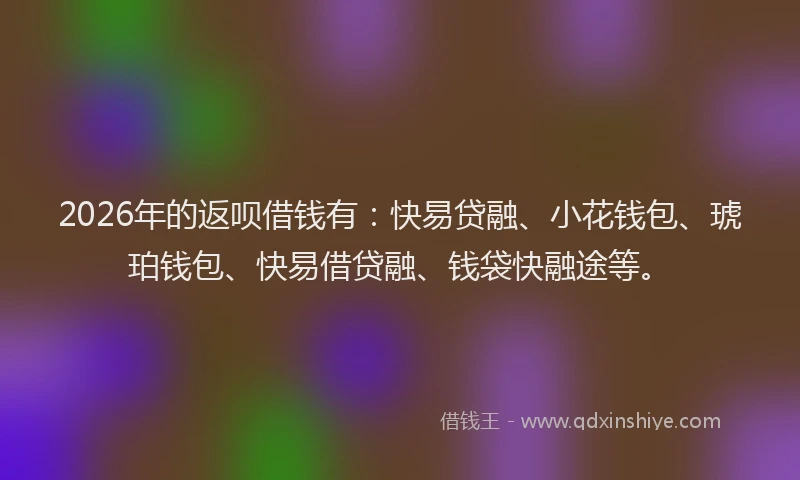 2026年的返呗借钱有:快易贷融、小花钱包、琥珀钱包、快易借贷融、钱袋快融途等。