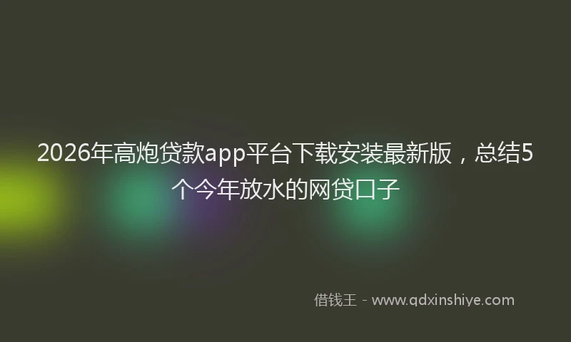 2026年高炮贷款app平台下载安装最新版，总结5个今年放水的网贷口子