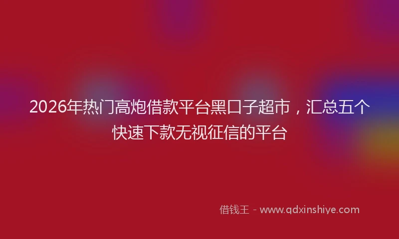 2026年热门高炮借款平台黑口子超市，汇总五个快速下款无视征信的平台