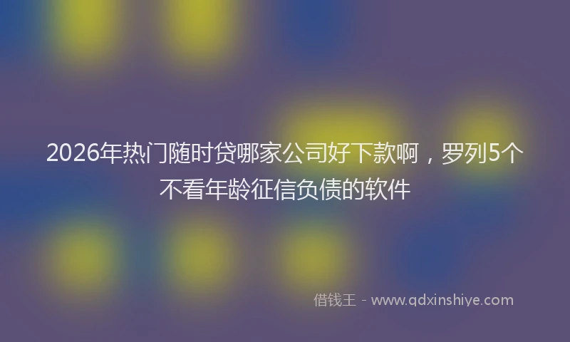 2026年热门随时贷哪家公司好下款啊，罗列5个不看年龄征信负债的软件