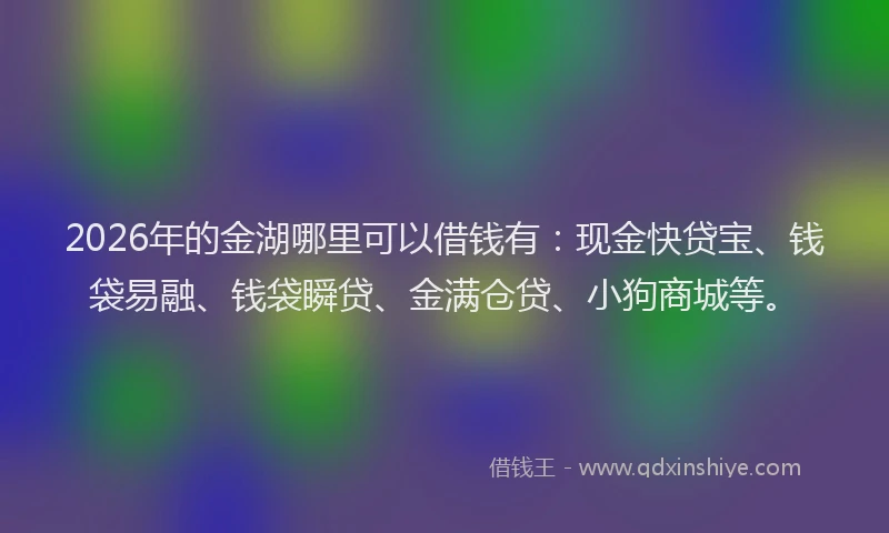 2026年的金湖哪里可以借钱有：现金快贷宝、钱袋易融、钱袋瞬贷、金满仓贷、小狗商城等。