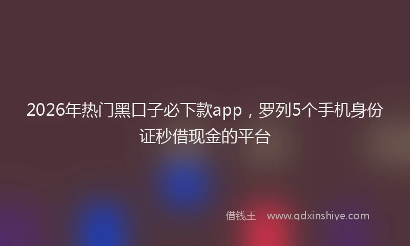 2026年热门黑口子必下款app，罗列5个手机身份证秒借现金的平台
