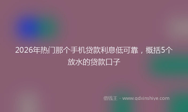 2026年热门那个手机贷款利息低可靠，概括5个放水的贷款口子