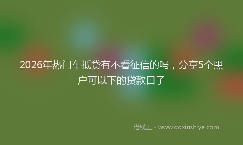 2026年热门车抵贷有不看征信的吗，分享5个黑户可以下的贷款口子