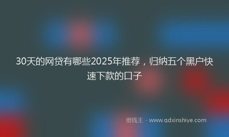 30天的网贷有哪些2025年推荐，归纳五个黑户快速下款的口子