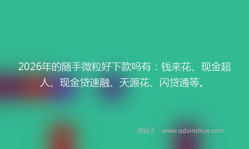 2026年的随手微粒好下款吗有：钱来花、现金超人、现金贷速融、天源花、闪贷通等。