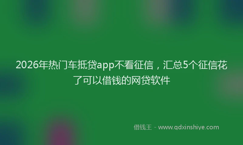 2026年热门车抵贷app不看征信，汇总5个征信花了可以借钱的网贷软件