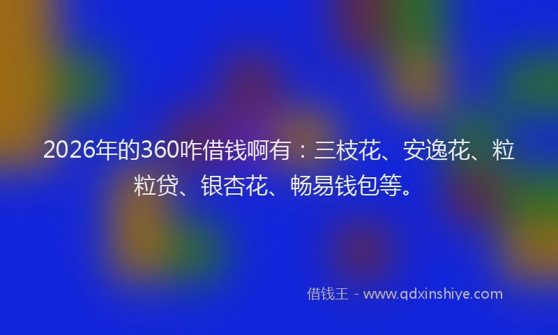 2026年的360咋借钱啊有：三枝花、安逸花、粒粒贷、银杏花、畅易钱包等。